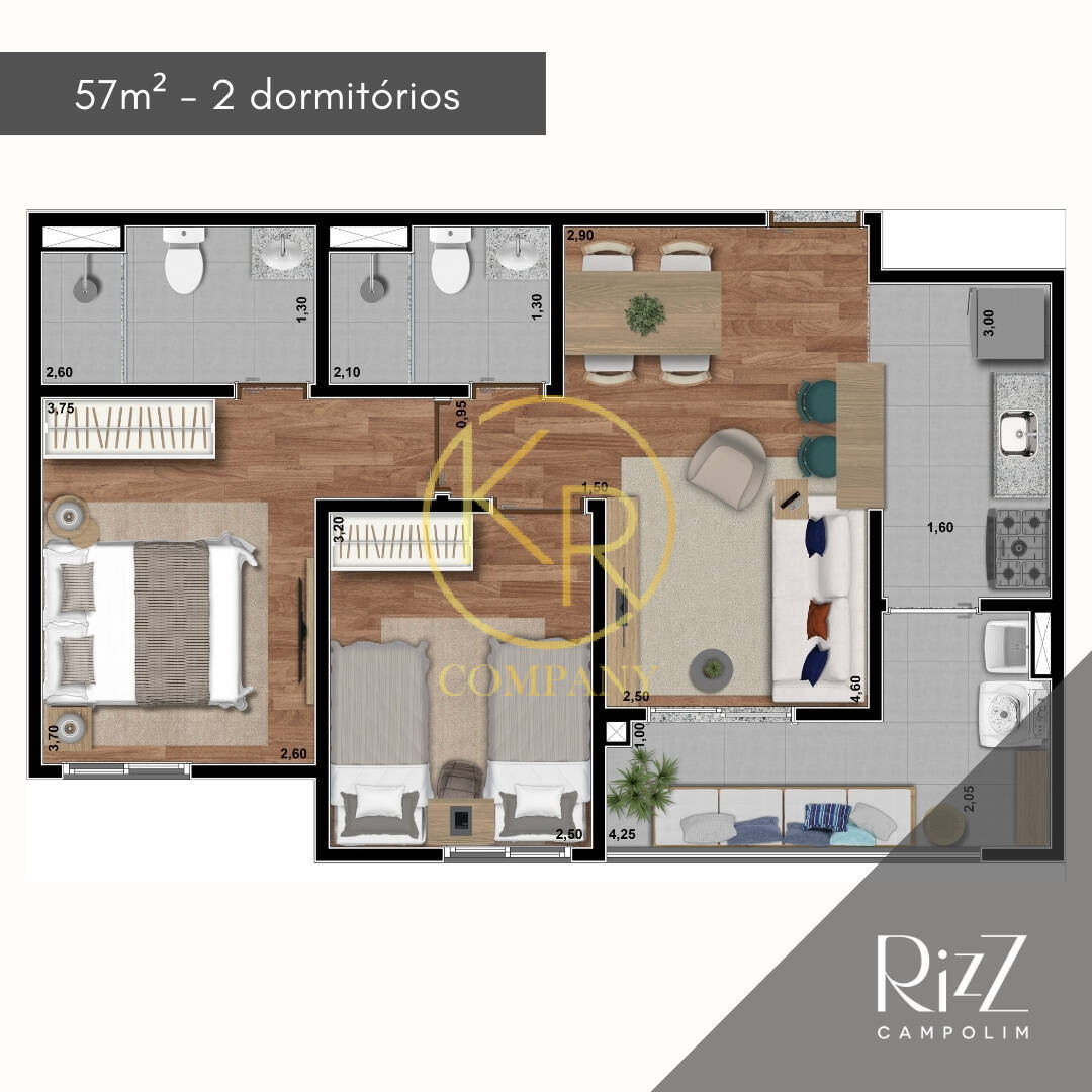 Apartamento à venda com 2 quartos, 57m² - Foto 6